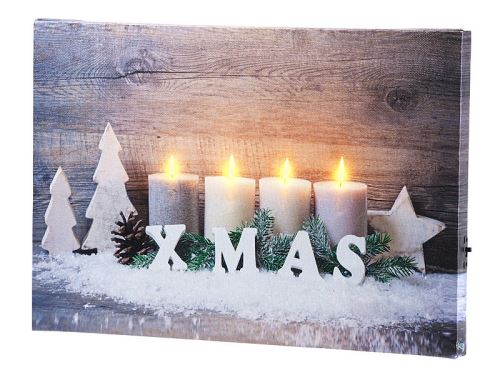 Tableau lumineux Bougies de Noël 30 x 20 cm