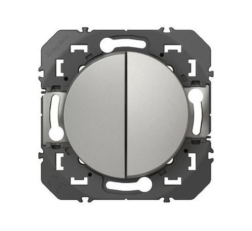 LEGRAND - Poussoir Double Dooxie - 1 poste - 6A - 250V - Alu - Image 2
