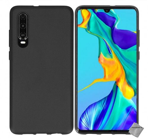 Housse etui coque pochette silicone gel fine pour Huawei P30 avec verre trempe - NOIR