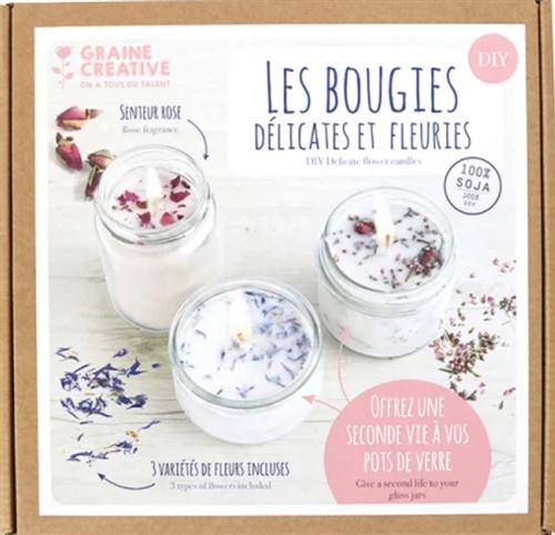 Graine Creative Beige Kit Diy Bougies Fleuries