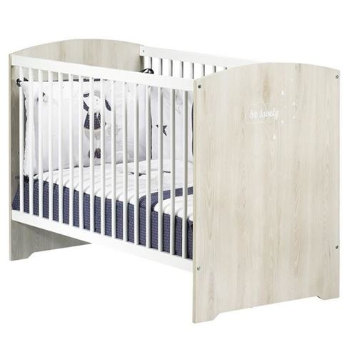 BABYPRICE Lit Bebe Smile Hetre Cendre 3 Positions 120x60 cm