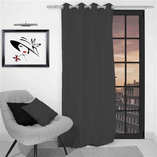 Rideau à oeillets infroissable Alix - 135 x 250 cm - Gris foncé