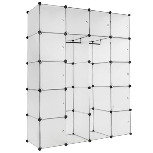 Armoire de rangement meuble penderie étagère blanc XXL