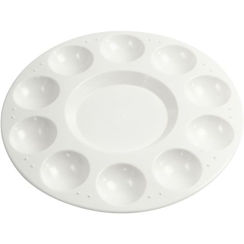 Creotime palette 17 cm ronde 11 compartiments en plastique blanc chacun