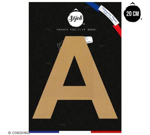 Lettre A en bois à décorer - 20 cm - Collection Alphabet sans serif