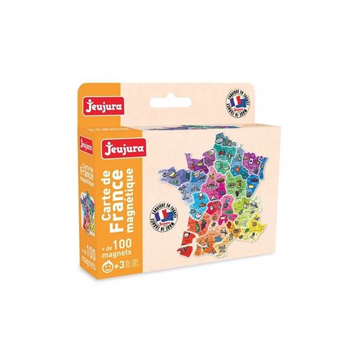 Jeujura - 8973-Tableau en Bois-Carte de France Magnetique