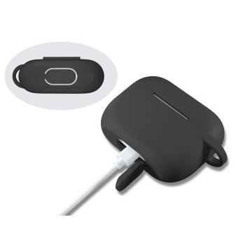 Coque Silicone Anti-choc Pour AirPods 3 - Avec Mousqueton, Couleur Noire - Protection Et Transport Facile !