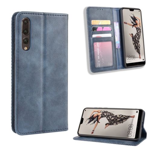 Etui en PU rétro bleu pour votre Huawei P20 Pro