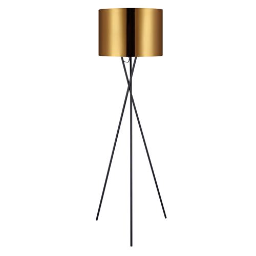 Versanora Cara lampadaire trépied lampe de sol lampe sur pied abat-jour doré