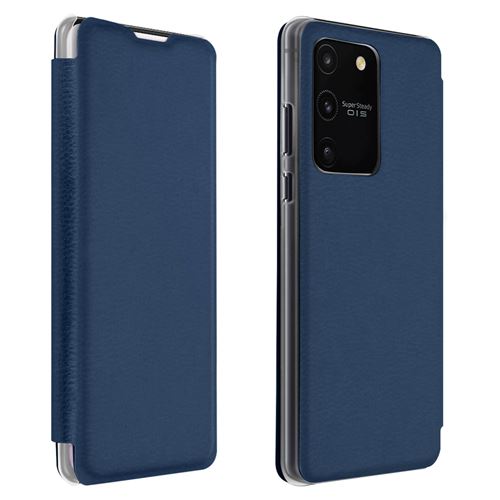 Housse pour Galaxy S10 Lite éco-cuir texturé Antichoc Porte-carte Bleu Nuit