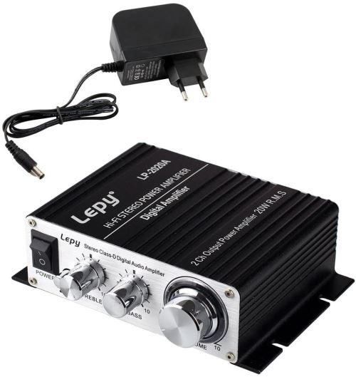 LEPY LP-2020A Amplificateur Audio stéréo Digital 20 W + Adaptateur 3 A pour iPhone/Ordinateur/Joueur Audio