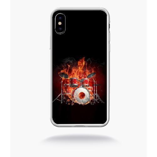 Coque Squellette Joue A La Batterie Flamme Compatible Apple Iphone 10 Bord Transparent