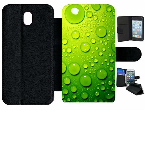 Etui à rabat samsung galaxy j7 2017 (j730) goutte d eau verte