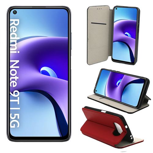 Housse rouge pour Xiaomi Redmi Note 9T 5G Protection Portefeuille à Rabat avec Porte Cartes et coque interne XEPTIO