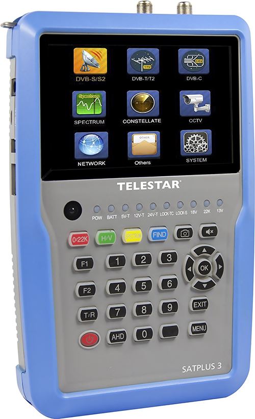 'Tele Star 5401253 satplus 3 oscilla (DVB-S/-S2/-C/C de HD/T/T2/H.265/HEVC/Satellite IP, 12,7 cm (5 pouces) Écran couleur LCD avec Live image, 14 langues) Argent/Bleu
