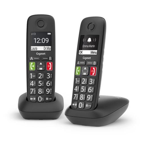 Gigaset E290 Duo Téléphone analog/dect Noir Identification de l appelant