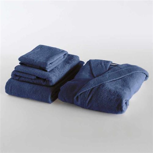 Set 3 Serviettes et Peignoir Svad Dondi Ti Amo, Taille: S, Couleur: Bleu