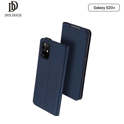Étui Galaxy S20 Plus Dux Ducis [Skin Series] Housse Portefeuille Fine en Cuir Synthétique, Porte Carte de Crédit, Rabat Magnétique, Kickstand - Bleu