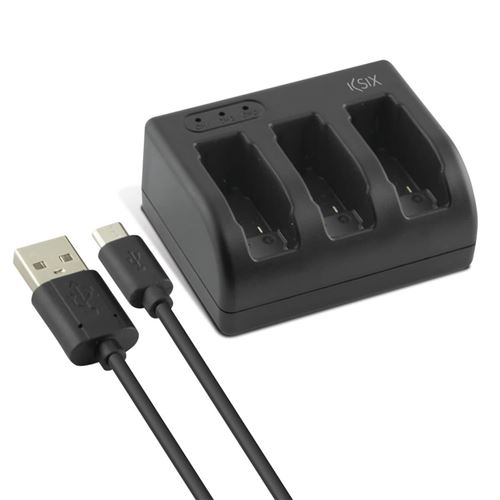 KSIX bxgo21 – Chargeur pour 3 Batteries Micro USB et USB Type C pour appareil photo GoPro Hero 5
