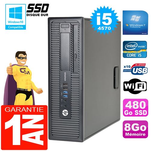 Pc hp elitedesk 800 g1 sff core i5-4570 8go disque 480go ssd graveur dvd wifi w7 État correct - Hewlett-Packard reconditionné disponible sur Fnac