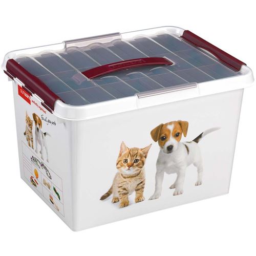 Sunware Boite plastique spécial animaux 22L avec bac de rangement (H)260x(L)400x(l)1300mm (SUNWARE Q-line Box Décor Animaux 22L avec insert)