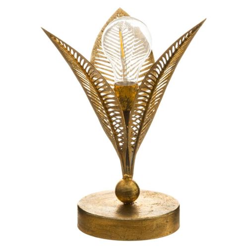 Lampe led Feuille en m&eacute;tal dor&eacute; 24.5 cm - Dor&eacute; - Atmosphera