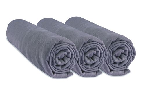 Lot de 3 draps housse jersey coton -70x140 Couleur - Gris