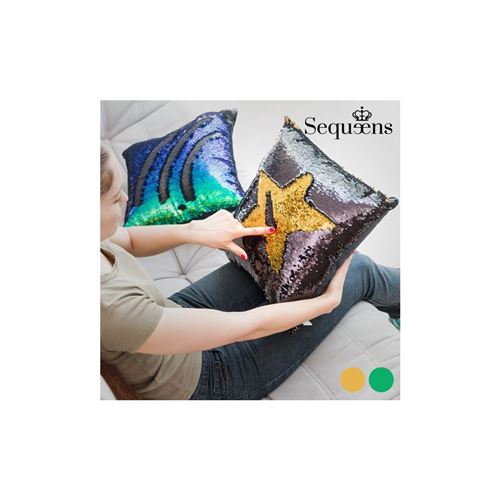 Mamzelle O sequeens Coussin Sirène avec housse magique de Paillettes, Polyester, vert, 40 x 17 x 40 cm