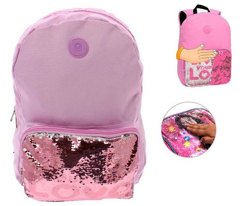 Sac à dos paillettes rose 42x30