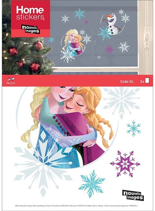 Draeger - Sticker fenêtre de Noël la reine des Neiges Emma - Anna et Olaf 24 x 3 x 36 cm