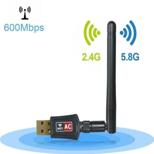 Clé USB Wifi Dual Band 5GHz 433Mbps + 2.4GHz 150Mbps Récepteur Wifi Adaptateur avec 3dBi Antenne Wifi USB Compatible avec IEEE 802.11ac Standard ( Noir )