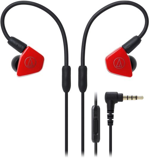 Audio-Technica ATH-LS50ISRD - In-ear hoofdtelefoons met micro - inwendig - met bekabeling - 3,5 mm-stekker - rood