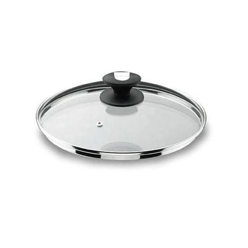 Couvercle en verre bord inox 28 cm - Lacor - Transparent - Verre