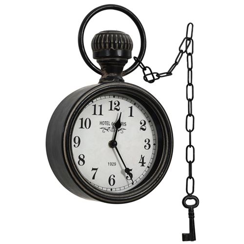 vidaXL Horloge murale Noir 20x8x33,5 cm Fer et MDF