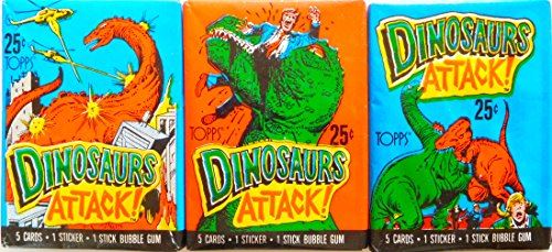 Pack de cartes de collection et d'autocollants pour collectionneurs d'attaque de dinosaures 1988