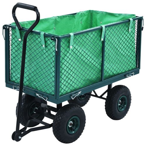 vidaXL Chariot à Main de Jardin Remorque de Jardin Chariot de Transport Remorque à Main Chariot de Plage Jardinage Chariot à Main Extérieur Vert 350 kg