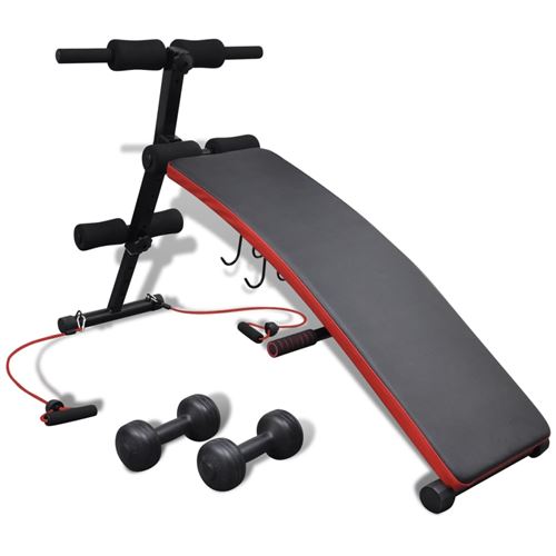 vidaXL Sit-up bankje met 3 kg dumbbells verstelbaar