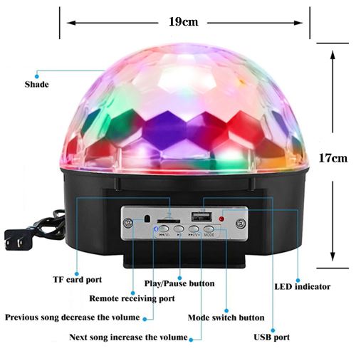 Boule disco avec lecteur mp3 - lecteur USB Lampe disco LED - Boule disco  avec lumières