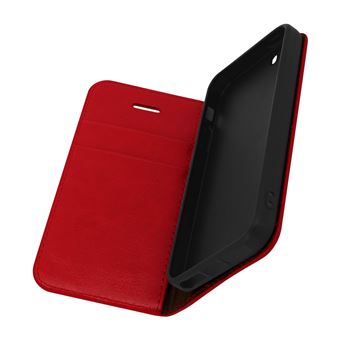 Housse Portefeuille Magnétique avec La Fonction Stand pour iPhone Se / 5S / 5 Étui Coque en Cuir iPhone 5S Noir/Rouge COODIO Housse Cuir iPhone Se