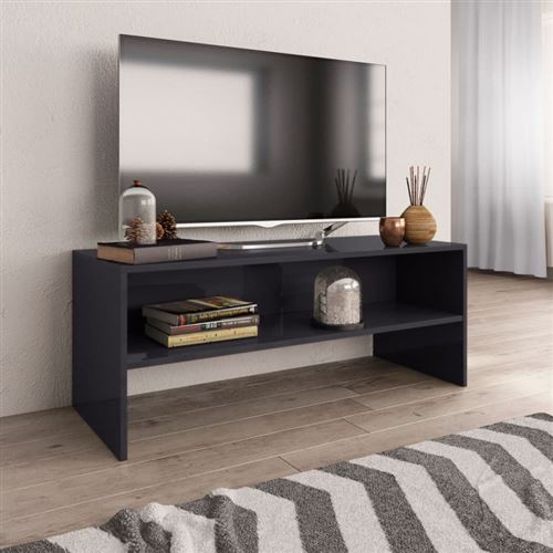 vidaXL Meuble TV Gris brillant 100 x 40 x 40 cm Aggloméré