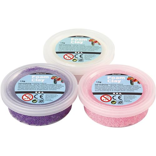 Foam Clay ensemble d'argile blanc/paire/rose 14 grammes 3 pièces