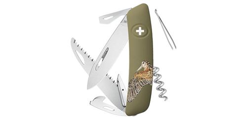 Coutellerie, couteaux pliants,multilames - swiza - zd05bec - d05, olive, impression bécasse
