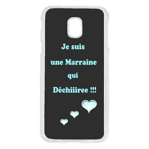 Coque Marraine Turquoise Et Noir Compatible Galaxy J7 2017 Transparent