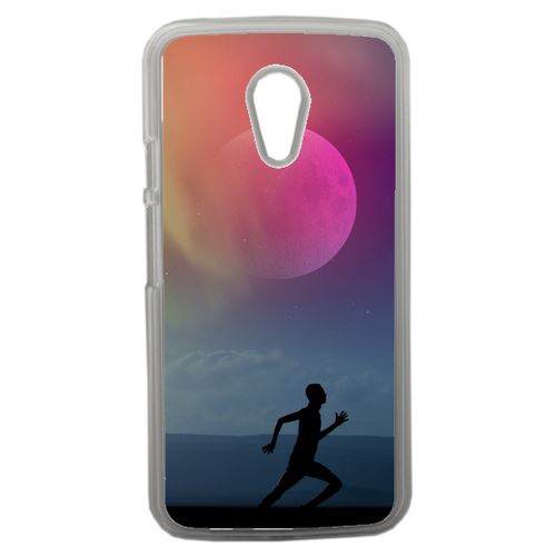 Coque Silhouette Joggeur Fitness Lune Compatible Motorola Moto G2 Transparent