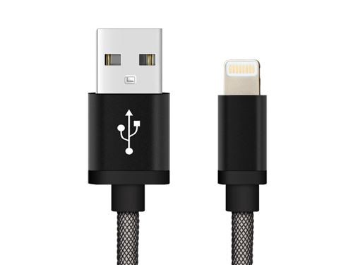Reekin chargeur pour iphone (usb-lightning) - 1,0 mètre (noir-filet de poisson) cab-001bl