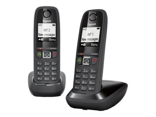 Gigaset AS405 Duo - Téléphone sans fil avec ID d'appelant - DECTGAP - noir + combiné supplémentaire
