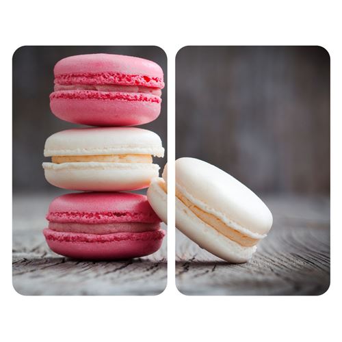2 Couvre-plaques universel Macarons - 30 x 52 cm - Gris