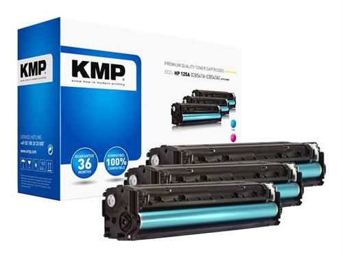 KMP Toner remplace HP CB541A CB542A CB543A compatible pack bundle cyan jaune 1400 pages H T113CMY 1216 0030 - vue 2