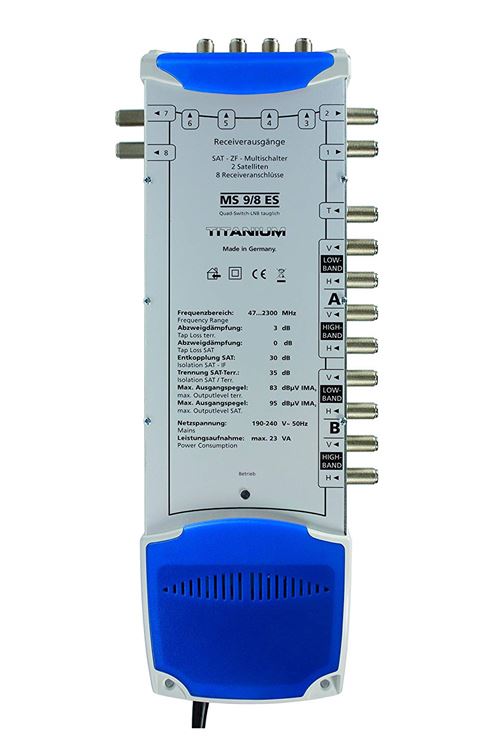 Smart SAT Multischalter MS 9/8 ES Eingänge (Multischalter): 9 (8 SAT/1 terrestrisch) Teilnehmer-Anz