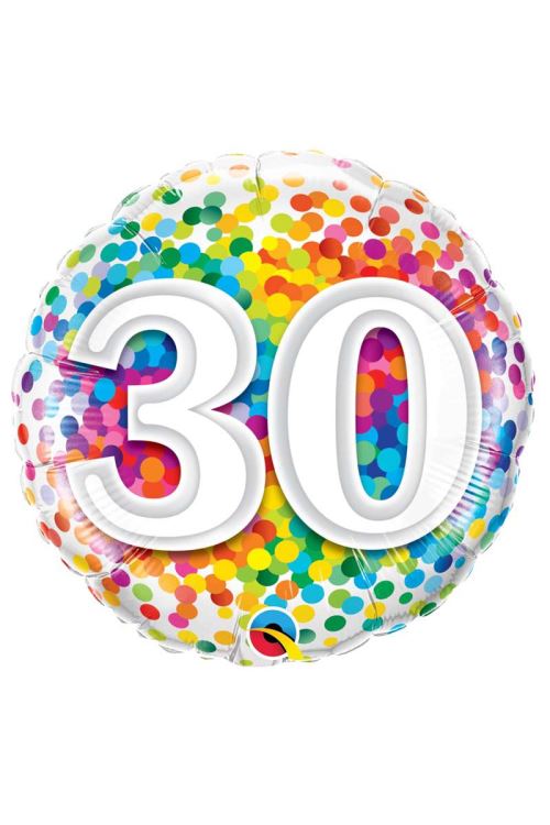 Ballon Aluminium 30 Confettis Multicolore 45 Cm 18 Qualatex© - Multicolores
